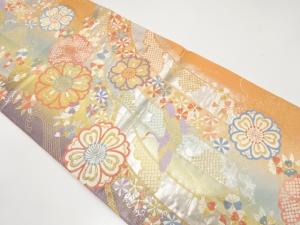 瀧に八重桜・鶴模様織り出し　振袖用袋帯